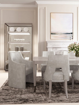 A.R.T. Furniture Mezzanine Etagere With 3 Floating Shelves, Drawer & Led Lighting - Dove Gray Finish For Elegant Storage Light Gray Parawood And Poplar Solids,Maple Veneer,Mirror,Steel 325401-2249