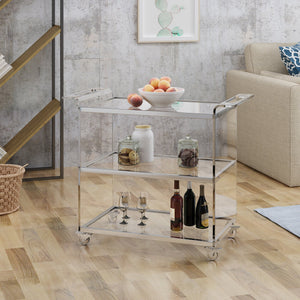 English Elm Bar Cart Acrylic Two Tier Rolling Shelf for Glam Minimalist Entertaining Spaces 62131.00