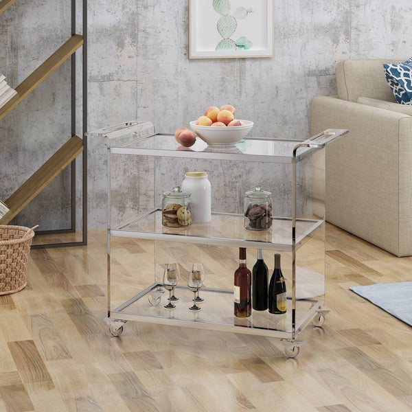 English Elm Bar Cart Acrylic Two Tier Rolling Shelf for Glam Minimalist Entertaining Spaces 62131.00