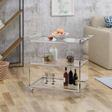 Christopher Knight Home® - Noble House - Yves Acrylic Bar Trolley with Glass Shelves, Clear