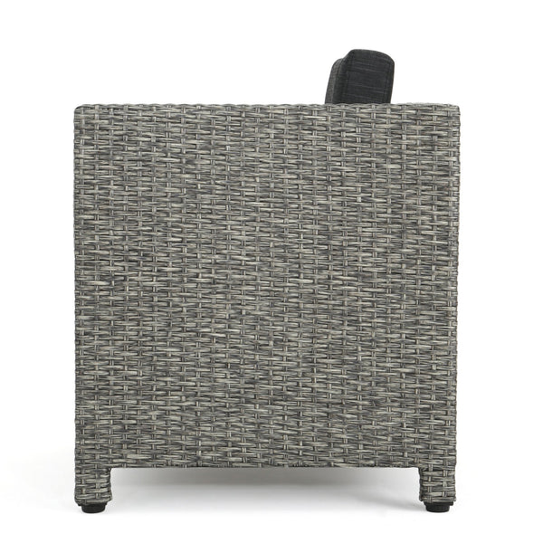 English Elm Puerta Outdoor Club Chair Woven Faux Rattan Iron Frame All Weather Patio Lounge 52979.00MBK