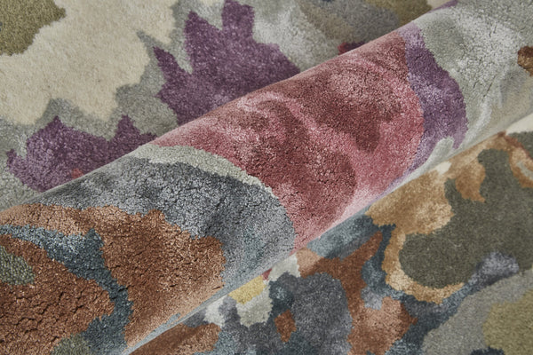 Feizy Rugs Dafney Hand-tufted Floral & Botanical Rug - Whimsical Watercolor Design In Vivid Colors For Elegance Purple,Pink,Green Viscose,Wool Dfy8864fmlt000h00