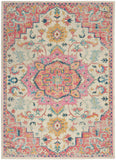 Nourison Passion PSN25 Machine Made Power-loomed Ornamental Border Indoor Only Bohemian Vintage Rug Ivory Pink, Ivory Pink 100% Polypropylene 99446748126