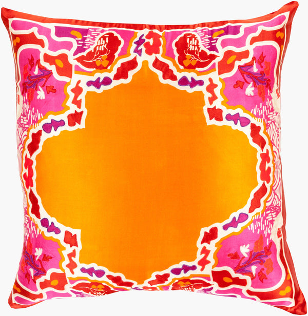 Surya Geisha 18"L X 18"W Luxurious Silk Accent Pillow - Handmade Eastern Flair For Your Living Space Medium Purple Silk Ge002-1818p