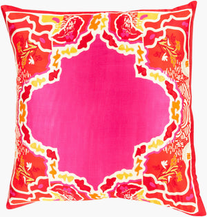 Surya Geisha 18"L X 18"W Luxurious Silk Accent Pillow - Handmade Eastern Flair For Your Living Space Magenta Silk Ge003-2222d