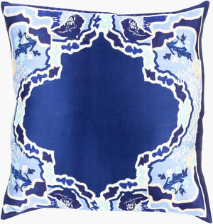 Surya Geisha 18"L X 18"W Luxurious Silk Accent Pillow - Handmade Eastern Flair For Your Living Space Aqua Silk Ge007-1818d