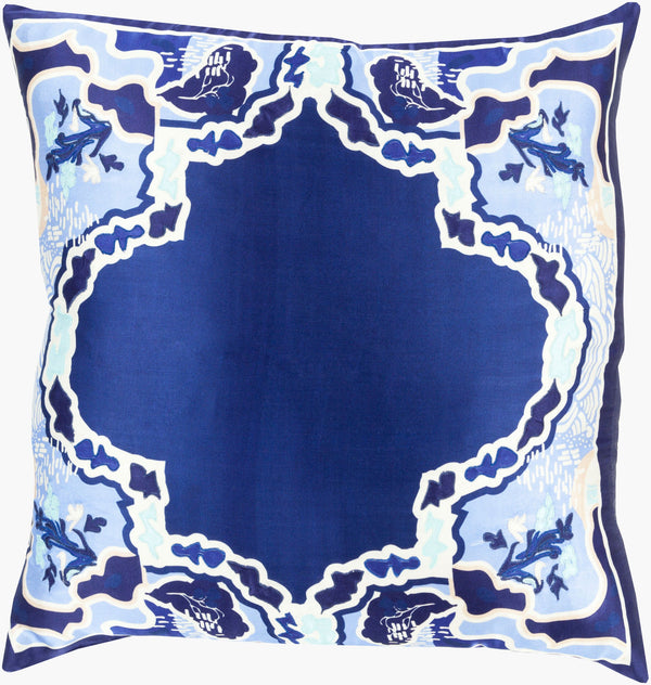Surya Geisha 18"L X 18"W Luxurious Silk Accent Pillow - Handmade Eastern Flair For Your Living Space Aqua Silk Ge007-1818d