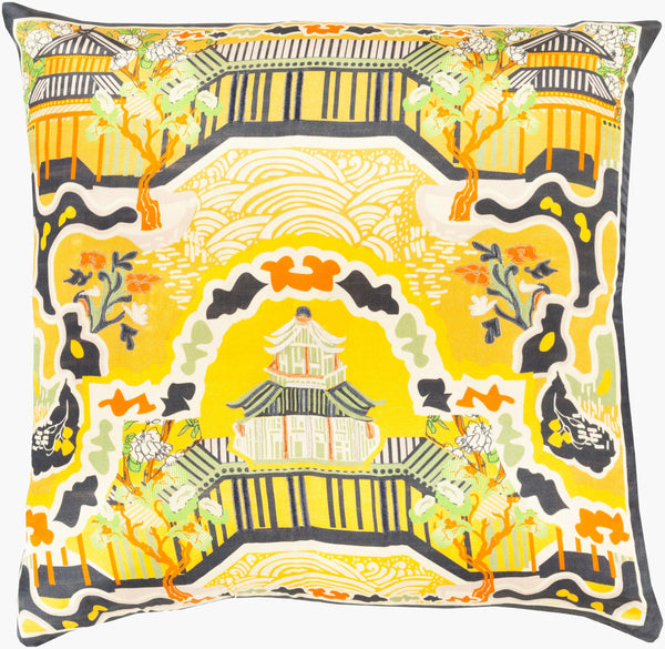 Surya Geisha 18"L X 18"W Luxurious Silk Accent Pillow - Handmade Eastern Flair For Your Living Space Light Green Silk Ge010-2020p