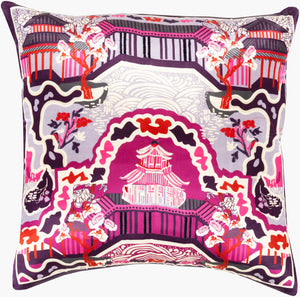 Surya Geisha 18"L X 18"W Luxurious Silk Accent Pillow - Handmade Eastern Flair For Your Living Space Fuchsia Silk Ge012-2222d