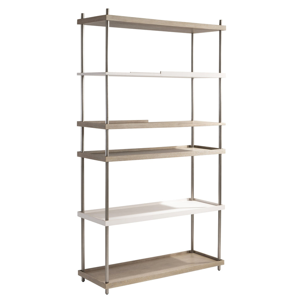 Bernhardt Bernhardt Anax Etagere Sculptural Oak & Faux Stone Shelving With Graphite Cast-Aluminum Posts, 80" Tall 313812