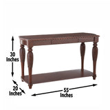 Steve Silver Antoinette Hardwood Sofa Table, Cherry Veneers, Traditional Design, Warm Brown Finish - 140.00 x 51.00 x 76.00