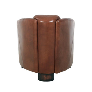 Pasargad Madison Luxurious Top Grain Leather Lounge Armchair – Elegant Comfort For Any Space Brown Leather Chair-883-1