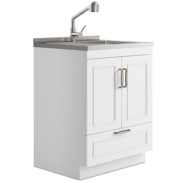 English Elm Cardinal 28" Laundry Cabinet With Deep Stainless Steel Sink & Pull-Out Faucet For Easy Cleanup B136P158792