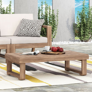 English Elm Christopher Knight Home® - WESTCHESTER Acacia Coffee Table for Outdoor Patio, Rustic Slat Top with Sled Legs, Durable 38.5"W 69079.00BBGE