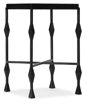 Hooker Furniture Commerce Travertine Side Table With Screen-Printed Diamond Top And Black Metal Base, 16"X16" 7228-50639-00