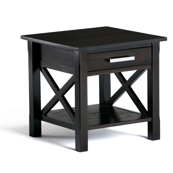 English Elm Kitchener End Table - Handcrafted Hickory Brown Solid Wood With Storage For Modern Living Spaces B136P159549