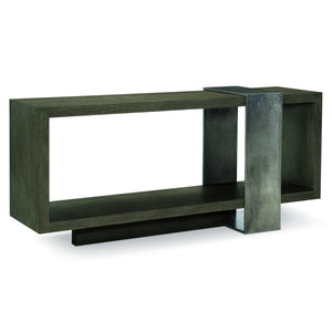 Bernhardt Bernhardt Cerused Charcoal Console Table 72"W – Sculptural Aluminum Wrap, Open Display, Rustic-Modern Appeal 384910B