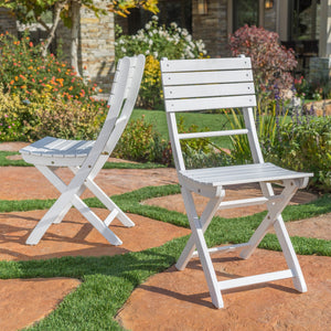 English Elm Outdoor Solid Acacia Wood Folding Patio Dining Chairs Set for Deck or Backyard 59328.00WHI