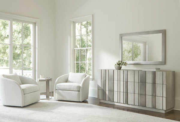 Bernhardt Bernhardt Tempo Dresser In Wire-Brushed Oak With Satin Nickel Overlays, 6 Push-To-Open Drawers (72") 346052