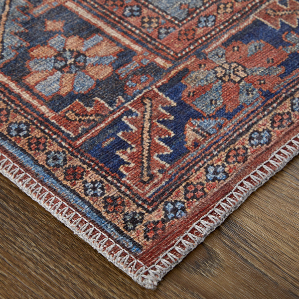 Feizy Rugs Rawlins Vintage-inspired Medallion Rug – Stunning Antique Design In Warm Red And Cool Blue Hues Red,Tan,Blue Polyester Rln39hqfrednvyp00