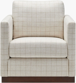 Surya Glendon Elegant Swivel Chair - 28"H X 30"W X 28"D, Durable Rubber Wood & Chic Polyester Upholstery Upholstery, Light Beige,Base, Brown Polyester,Rubber Wood,Polyester Wrapped Foam,Polyester,Polyfill Gel001-283028