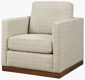 Surya Glendon Swivel Accent Chair Linen Blend Upholstery Rubberwood Base Modern Living Room GEL003-283028