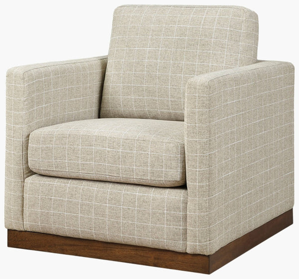 Surya Glendon Swivel Accent Chair Linen Blend Upholstery Rubberwood Base Modern Living Room GEL003-283028