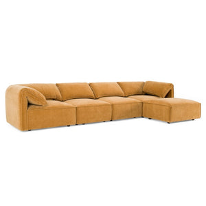 VIG Furniture Gene Modular 5-Piece Ochre Sectional Sofa — Versatile Layouts, Plush Feather-Blend Backs, Durable Build VGSX-F6062-5PC-OCHRE