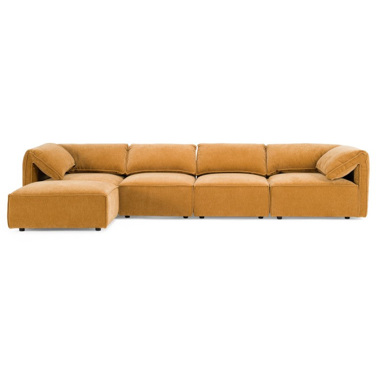 VIG Furniture Gene Modular 5-Piece Ochre Sectional Sofa — Versatile Layouts, Plush Feather-Blend Backs, Durable Build VGSX-F6062-5PC-OCHRE