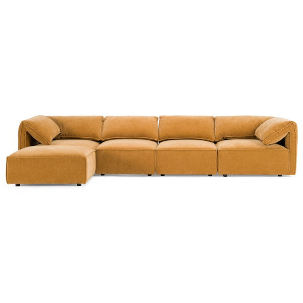 VIG Furniture Gene Modular 5-Piece Ochre Sectional Sofa — Versatile Layouts, Plush Feather-Blend Backs, Durable Build VGSX-F6062-5PC-OCHRE