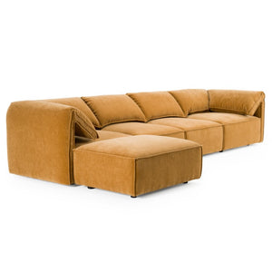 VIG Furniture Gene Modular 5-Piece Ochre Sectional Sofa — Versatile Layouts, Plush Feather-Blend Backs, Durable Build VGSX-F6062-5PC-OCHRE