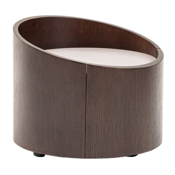 VIG Furniture Geneva Modern Brown Oak Nightstand With Sunken Grey Gloss Top, Compact 21" Square, Durable Style VGWCC522B