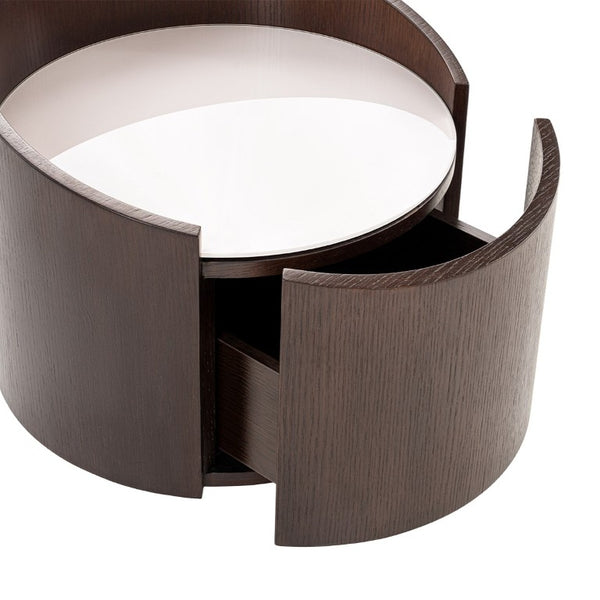 VIG Furniture Geneva Modern Brown Oak Nightstand With Sunken Grey Gloss Top, Compact 21" Square, Durable Style VGWCC522B