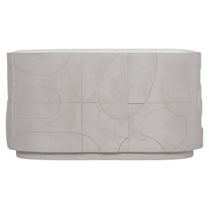 Bernhardt Bernhardt Sculptural Zina Cocktail Table In Stonecast With Carved Texture, Plinth Base & Casters 309023