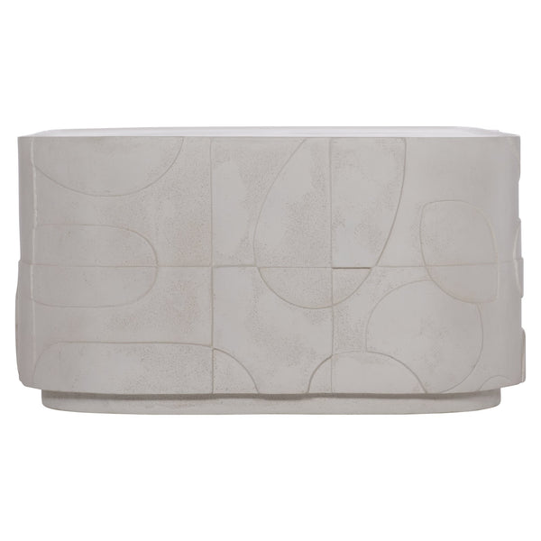 Bernhardt Bernhardt Sculptural Zina Cocktail Table In Stonecast With Carved Texture, Plinth Base & Casters 309023