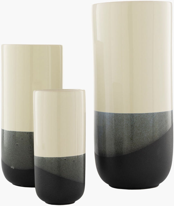 Livabliss Geo Ceramic Angular Faceted Vase Set of Three Sculptural Modern Home Decor GEO002-SET