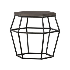 VIG Furniture Tartan Hexagonal Concrete & Metal End Table — Dark Grey Top, Black Steel Base, Stain‑ And Rust‑Resistant (22" W X 23" H) VGLBGEOM-LT70-02