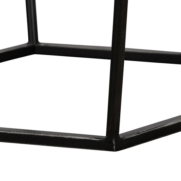VIG Furniture Tartan Hexagonal Concrete & Metal End Table — Dark Grey Top, Black Steel Base, Stain‑ And Rust‑Resistant (22" W X 23" H) VGLBGEOM-LT70-02