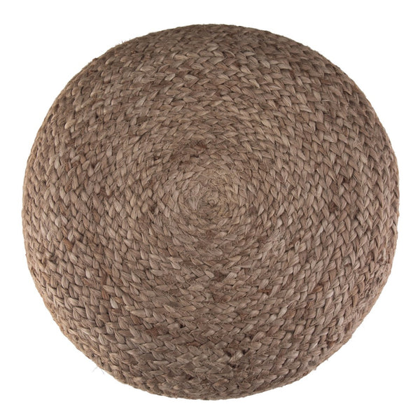 English Elm Lydia Handcrafted Round Pouf in Navy & Natural Braided Jute — Supportive, Versatile 18" Accent Seat B136P159306