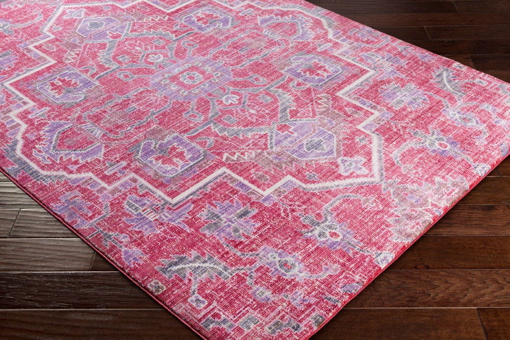 Livabliss Germili Machine Woven Polyester Accent Rug Low Pile Entryway and Vanity Floor Mat Red, Purple 2' x 2'10" GER2320-23