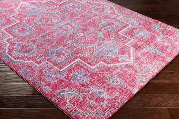 Livabliss Germili Machine Woven Polyester Accent Rug Low Pile Entryway and Vanity Floor Mat Red, Purple 2' x 2'10" GER2320-23