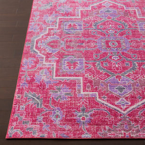 Livabliss Germili Machine Woven Polyester Accent Rug Low Pile Entryway and Vanity Floor Mat Red, Purple 2' x 2'10" GER2320-23