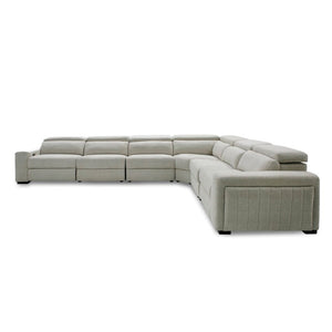 VIG Furniture Gering Modern Beige Fabric Sectional With Two Power Recliners, L-Shaped 6-Piece, Cup Holders, Plush Comfort VGMB-R191-P2-SECT-BGE