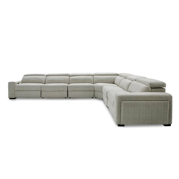VIG Furniture Gering Modern Beige Fabric Sectional With Two Power Recliners, L-Shaped 6-Piece, Cup Holders, Plush Comfort VGMB-R191-P2-SECT-BGE