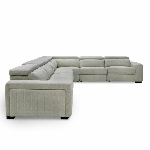 VIG Furniture Gering Modern Beige Fabric Sectional With Two Power Recliners, L-Shaped 6-Piece, Cup Holders, Plush Comfort VGMB-R191-P2-SECT-BGE
