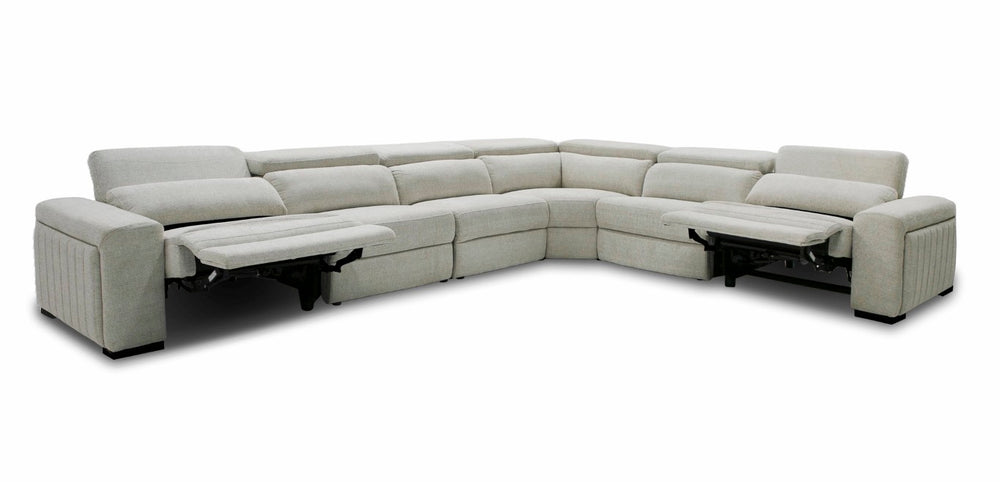 VIG Furniture Gering Modern Beige Fabric Sectional With Two Power Recliners, L-Shaped 6-Piece, Cup Holders, Plush Comfort VGMB-R191-P2-SECT-BGE