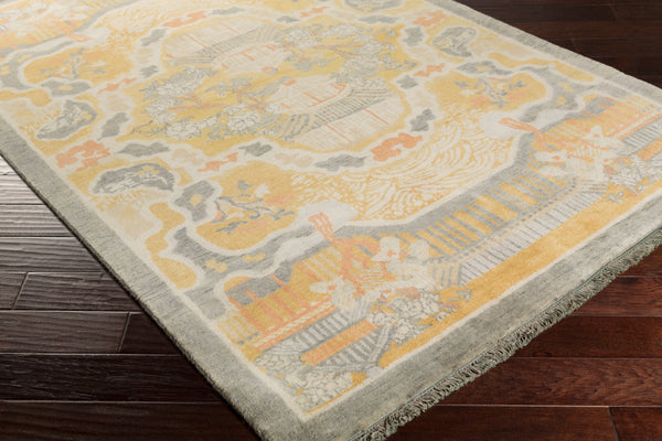Surya Geisha 5' X 8' Handmade Wool Rug - Elegant Hand-knotted Design For Luxurious Home Décor Appeal Mustard Wool Ges1000-58