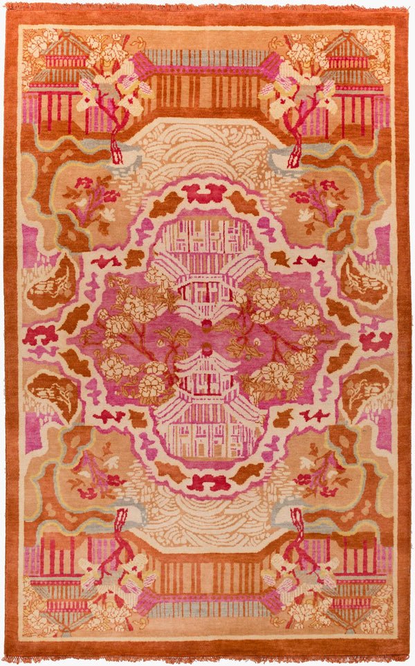 Surya Geisha 5' X 8' Handmade Wool Rug - Elegant Hand-knotted Design For Luxurious Home Décor Appeal Rose Wool Ges1004-58