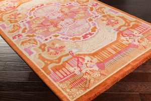 Surya Geisha 5' X 8' Handmade Wool Rug - Elegant Hand-knotted Design For Luxurious Home Décor Appeal Rose Wool Ges1004-58