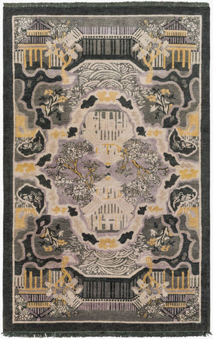 Surya Geisha 5' X 8' Handmade Wool Rug - Elegant Hand-knotted Design For Luxurious Home Décor Appeal Dark Green Wool Ges1006-58